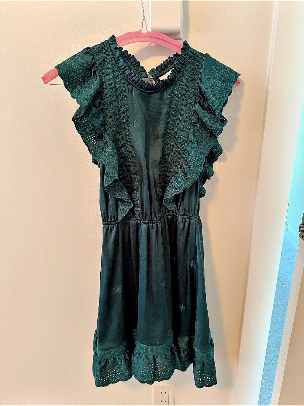 Sunday Best Green Ruffle Mini Dress Size XXS Like New